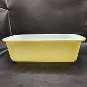 Vintage Loaf Pan Pyrex 213 Desert Dawn Yellow Speckled 1.5 Qt.